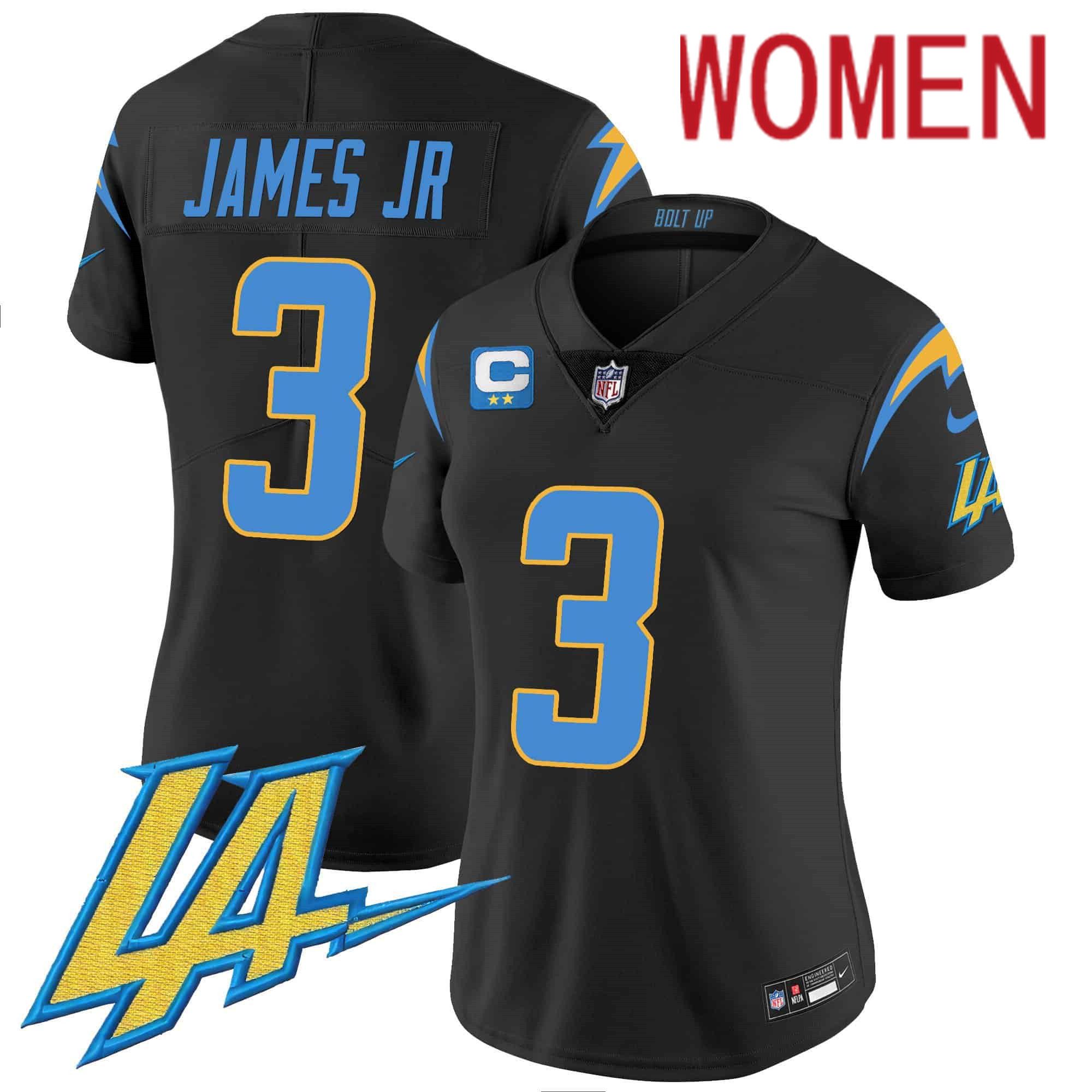 Women Los Angeles Chargers #3 James jr Black 2024 Nike Vapor Limited NFL Jersey style 1